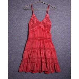 Scully Dress Women Medium Faded Patina Red Embroidered Fit & Flare Western Mini